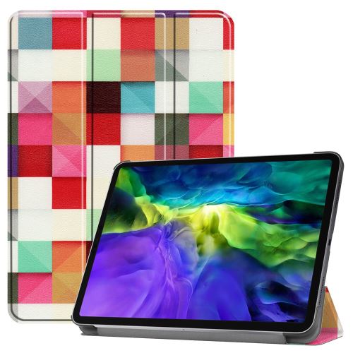 Etui en PU + TPU surface d'impression avec support tri-pliure carrés colorés pour votre Apple iPad Pro 11 pouces (2020)