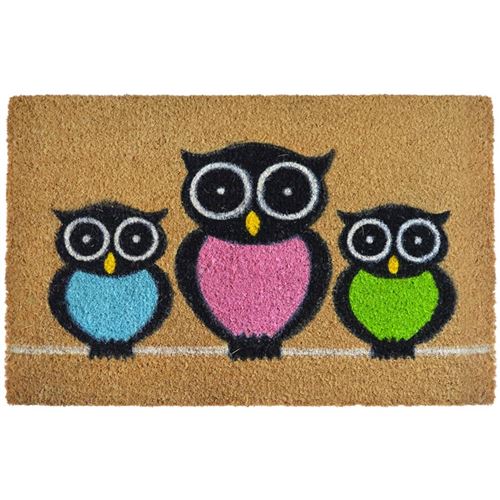 vidaXL Tapis d'entrée Fibre de coco 15 mm 40 x 60 cm Hiboux