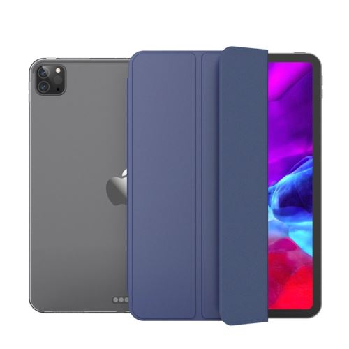 Etui en PU + TPU réveil / sommeil avec support tri-pliure bleu foncé pour votre Apple iPad Pro 12.9 pouces (2020)