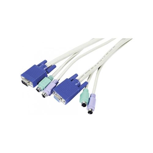 generic - Câble clavier / vidéo / souris (KVM) - PS/2, HD-15 (VGA) pour PS/2, HD-15 (VGA) (M) - 5 m - vis moletées