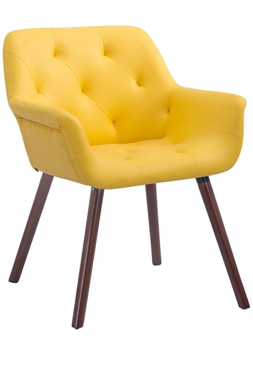 Chaise de visiteur Cassidy similicuir , Jaune/Bois de chêne Noyer