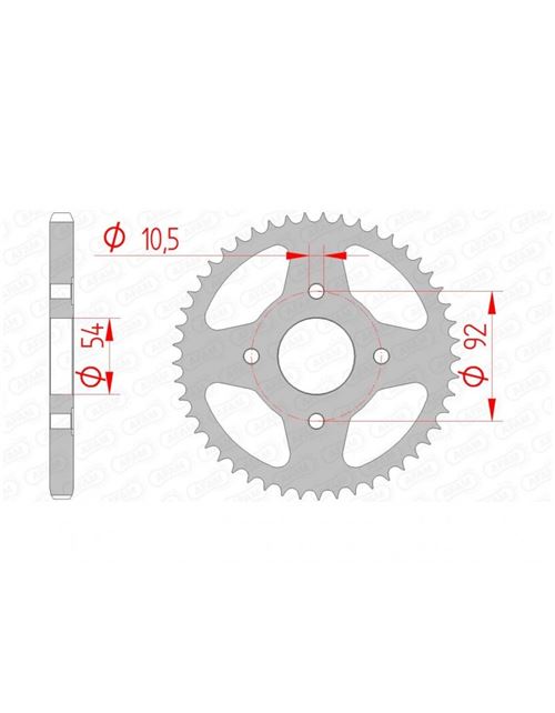 Couronne AFAM 45 dents acier standard pas 428 type 12202