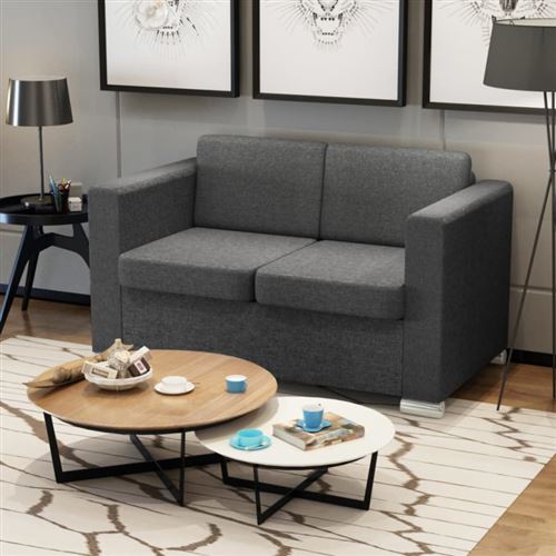 Vidaxl - Canap&eacute; &agrave; 2 places Tissu Gris fonc&eacute; Dark grey