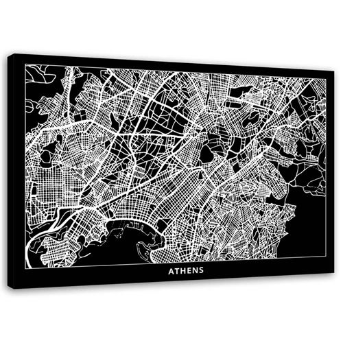 Image décorative Tableau Toile Cadre mural Canevas Athenes Carte Ville Abstraction 60x40