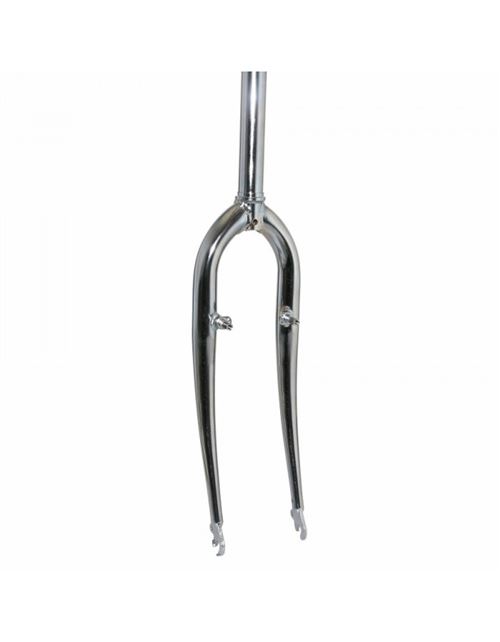 Fourche vtt 26'' rigide cintree acier chrome avec tasseaux pivot lisse 250mm 1''1-8 - 28,6mm exterieur