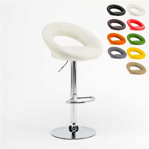 Superstool - Tabouret haut bar cuisine fixe pivotant réglable en hauteur avec repose-pieds Chicago, Couleur: Blanc