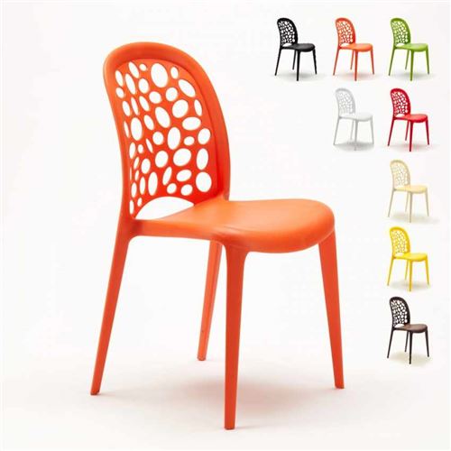 Chaise salle à manger café bar restaurant jardin polypropylène empilable Design WEDDING Holes Messina, Couleur: Orange