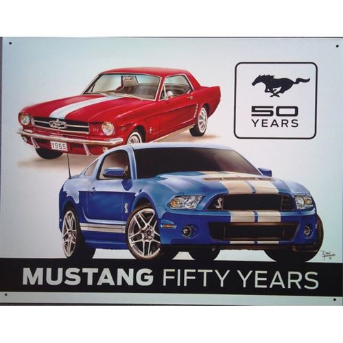 plaque ford mustang 50 years tole déco garage loft diner bar