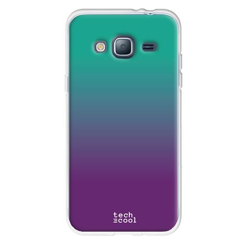 coque pour Samsung Galaxy J3 2016 TPU Silicone violet foncé dégradé - cyan