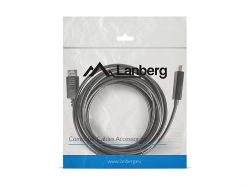 Lanberg env.-dphd 10cc-bk displayport 1.1 a 0050 (19 broches) mâle vers hdmi a (1.4) mâle câble 5 m noir