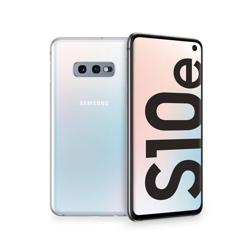 Samsung Galaxy S10e - 4G smartphone - double SIM - RAM 6 Go / Mémoire interne 128 Go - microSD slot - OLED display - 5.8" - 2280 x 1080 pixels - 2x caméras arrière 12 MP, 16 MP - front camera 10 MP - prisme blanc