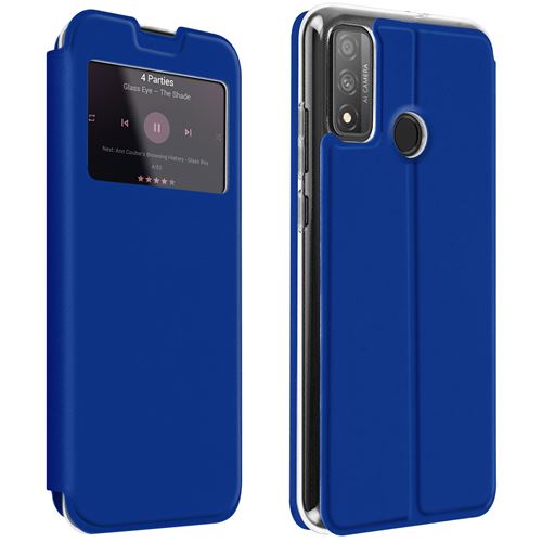 Housse pour Huawei P smart 2020 Fenêtre d'Affichage Porte-carte Support Vidéo bleu