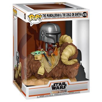 Figurine Funko Pop Deluxe The Mandalorian Mandalorian on Bantha with Child
