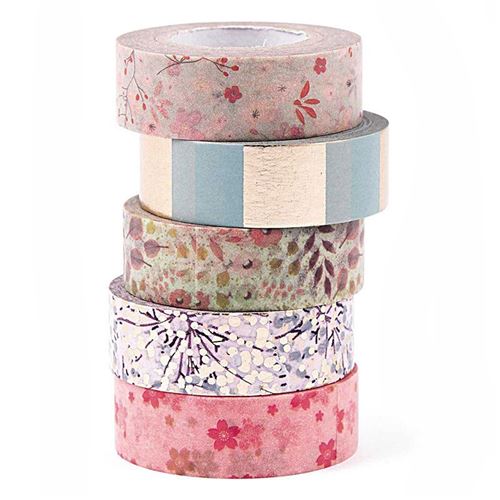 5 masking tapes 1,5 cm x 10 m - Bouquet floral sauvage - Rico Design