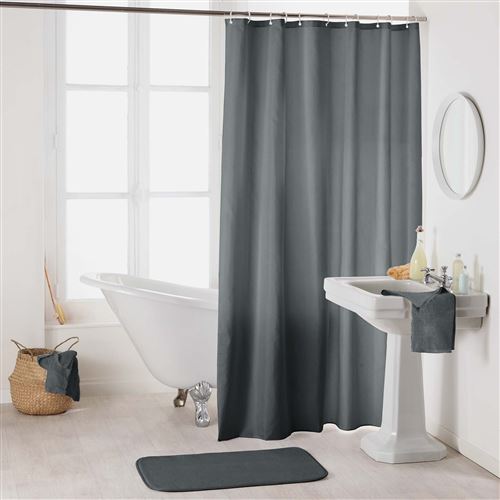 Rideau de douche avec crochets 180 x 200 cm polyester uni essencia Anthracite