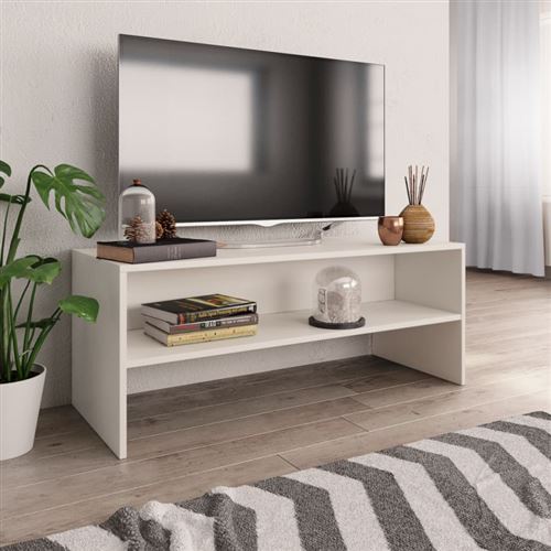 Vidaxl Blanc Meuble Tv 100X40x40 Cm Bois D'ingénierie