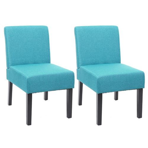 2x chaise de salle à manger MENDLER HWC-F61, fauteuil lounge, tissu/textil pétrole