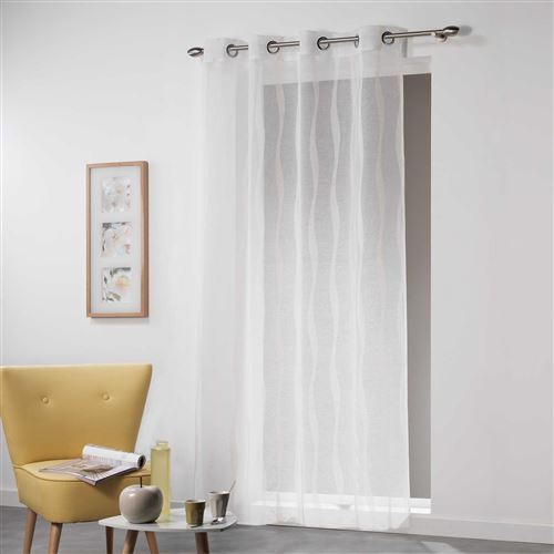 Panneau a oeillets 140 x 240 cm voile sable fils coupes vagueline Naturel