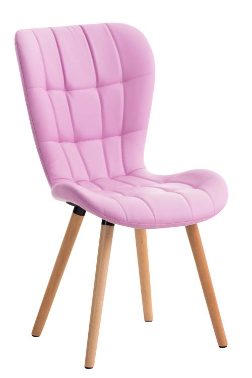 Chaise de salle à manger Elda similicuir avec piètement Nature et assise Rose