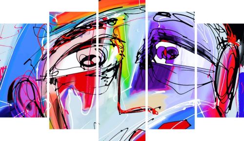 HOMEMANIA Tableau Portrait 3 - Portrait - pour Séjour, Chambre - Multicolore, 20 x 3 x 60 cm