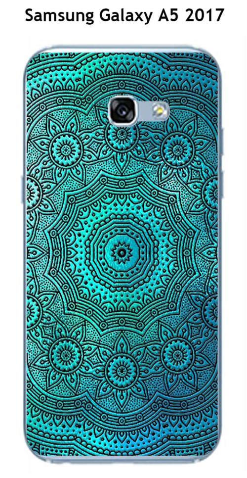 Coque Samsung Galaxy A5 2017 design Mandala rosace Bleu & Noir