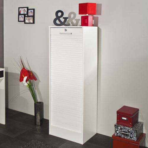 Classeur à rideaux en bois Hauteur 106 cm - Blanc