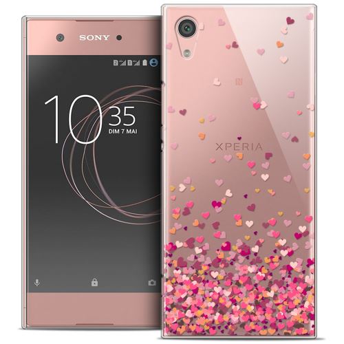 Caseink - Coque Housse Etui Sony Xperia XA1 (5 ) [Crystal Rigide HD Collection Sweetie Design Heart Flakes - Souple - Ultra Fin - Imprimé en France]