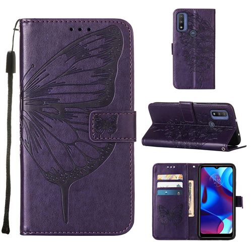 MPFRANCE Housse pour Motorola Moto G Pure Violet Intense [Papillon V3]