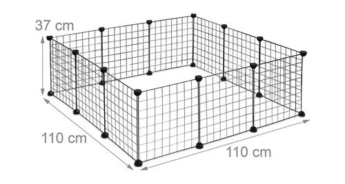 Enclos pour petits animaux domestiques parc extensible cage grille clapier grillage pack de 12 noir helloshop26 13_0000964_2