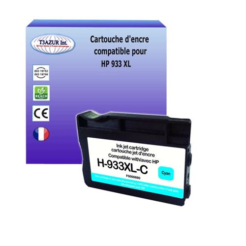 Cartouche compatible avec l'imprimante HP OfficeJet 7110 Wide Format ePrinter remplace HP 933XL Cyan - T3AZUR