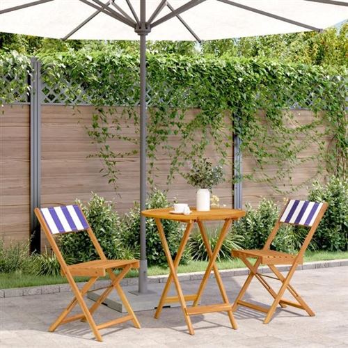 Non Communiqué Gris Vidaxl Ensemble De Bistro 3 Pcs Bleu Et Blanc Tissu Et Bois Massif, Ensemble De Bistro De Jardin, Ensemble De Balcon, 3281849