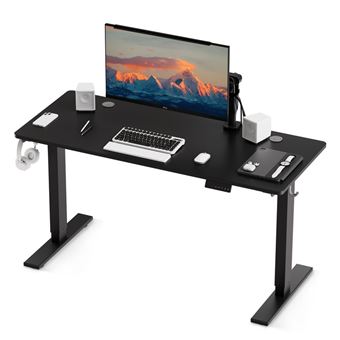 Bureau HOMAVO électrique réglable 140x60 cm – Fonction mémoire & anti-collision – Idéal télétravail – Coloris noir - 1