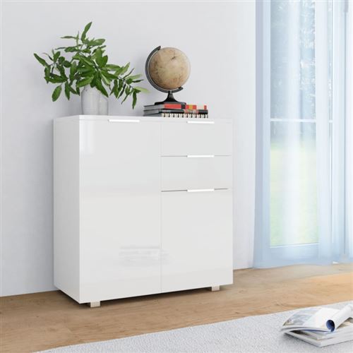 vidaXL Buffet Blanc brillant 71 x 35 x 76 cm Aggloméré