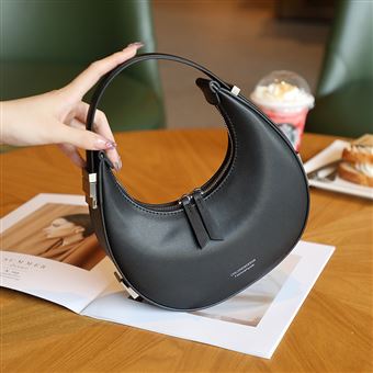 Sac à Main DONNAIN En Cuir Véritable - Forme Croissant, Bandoulière, 34x22x8 Cm, Idéal Quotidien