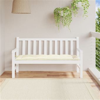 Coussin de banc de jardin blanc crème 150x50x7 cm tissu oxford - 1