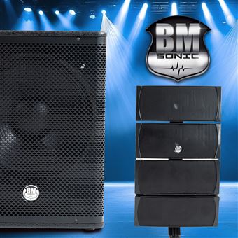 Enceintes, baffle et amplis DJ BM Sonic Pack sonorisation - BMS-151515 - 3000W - Enceintes DJ 15" + 2 Caissons 15" + Pieds - USB/BLUETOOTH