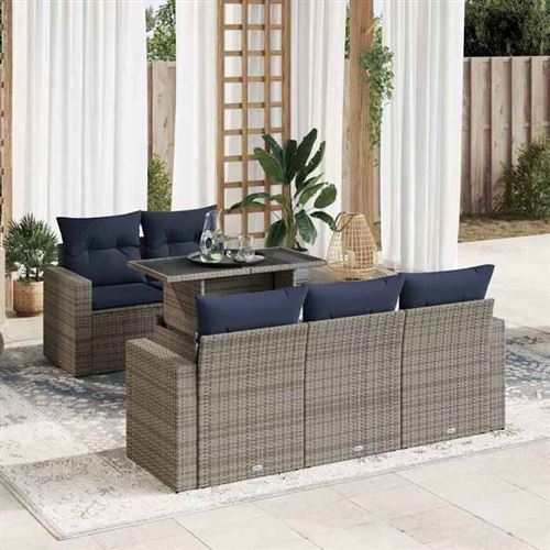 VidaXL - Salon de Jardin Modulable - Résine Tressée - Gris - 6 Pièces - Image 2