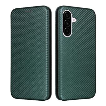 Coque pour Samsung Galaxy A56 5G Premium en Cuir PU Fibre de Carbone Flip Case avec Fentes pour Cartes Fermeture Magnétique Stand Housse ZURSANA Vert - 1
