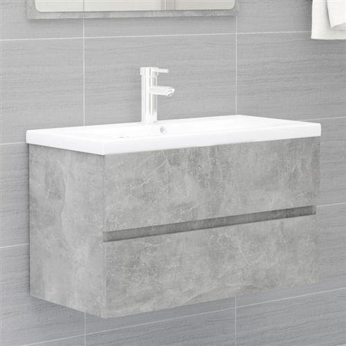 vidaXL Armoire d'évier Gris béton 80x38,5x45 cm Aggloméré