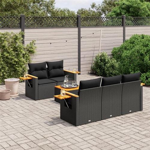 VIDAXL - Salon de jardin - 5 personnes - 6 pièces - Noir - Image 2