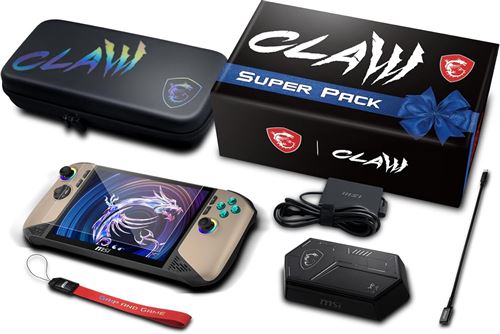 MSI Claw 8 AI+ A2VM Super Pack-065FR : Intel Core Ultra 7 258V - 32GB LPDDR5x - SSD 1TB - Intel Arc Graphics - 8" Full HD 120Hz Tactile 500Nits - WiFi 7 - Windows 11 Famille