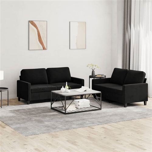 Non Communiqué Noir Vidaxl Ensemble De Canapés 2 Pcs Avec Coussins Velours