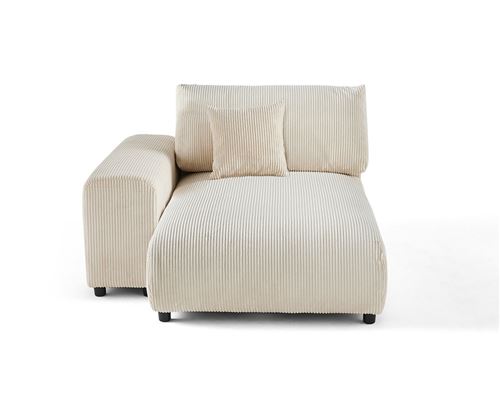 Bestmobilier Beige Garance - Module D'assise Méridienne Gauche - En Velours Côtelé - Image 2