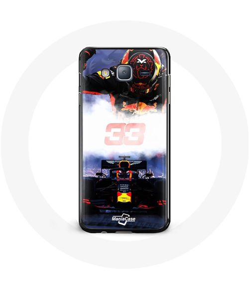 Coque pour Samsung Galaxy Grand Prime Formule 1 Max Verstappen Pilote de F1 noir rouge et jaune Maniacase