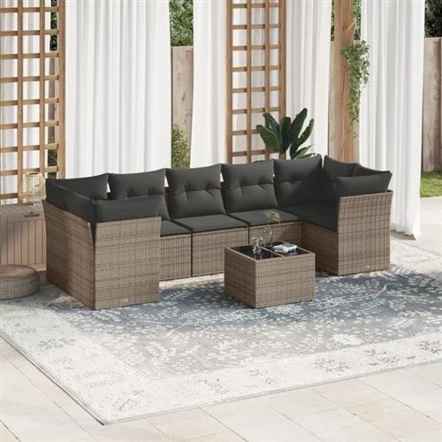 Non Communiqué Marron Salon De Jardin Modulable Vidaxl Rotin Gris 8 Pieces X 289 X 69 7 Personnes