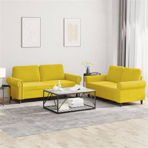 Non Communiqué Jaune Vidaxl Ensemble De Canapés 2 Pcs Avec Coussins Velours