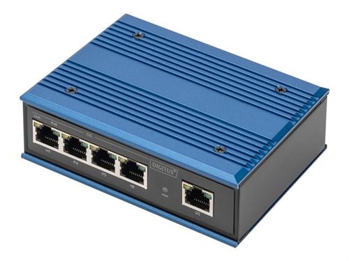 Digitus 4 Port Gigabit Network PoE Switch. Industrial. Unmanaged. 1 RJ