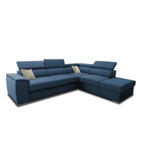 DAYTONA Canape dangle convertible reversible - Tissu Bleu - L 275 x P 233 x H 76 cm