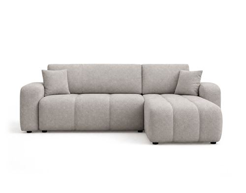 Non Communiqué Gris Clair Nicole - Canapé D'angle Réversible 4 Places Convertible Avec Coffre En Tissu