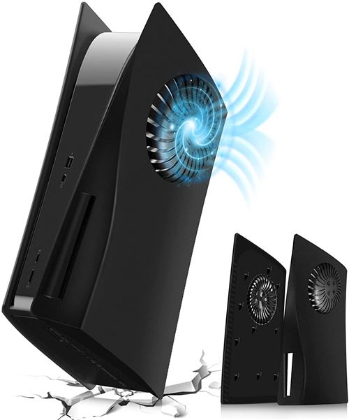 Housse De Protection pour Playstation 5 Console Disc Edition FONGWAN avec évents de Ventilateur-Noir